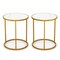 Marble Top Round Side Table 16-inch End Table With Golden Metal Frame-2 Pieces